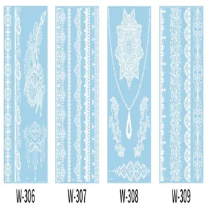 White lace temporary tattoo stickers set 3D waterproof henna body art designs for women
