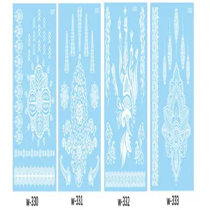White lace temporary tattoo stickers bridal body art wedding sticker set of four sheets.