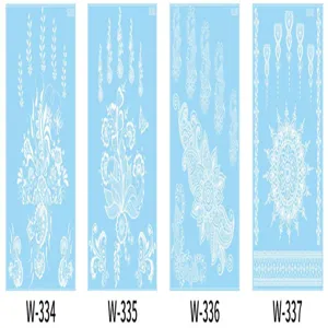 White lace tattoo stickers waterproof 3D Indian henna body art temporary tattoo sheet set