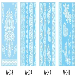 White lace temporary tattoo sticker detail showing intricate floral patterns and delicate borders.