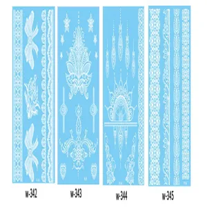 White lace temporary tattoo stickers bridal body art transfer sheet set for gorgeous women.