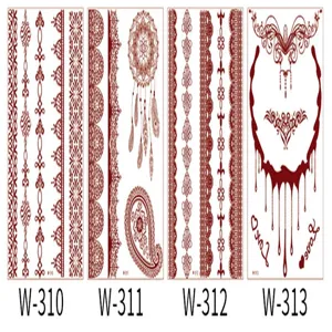 Red lace temporary tattoo sticker geometric pattern waterproof body art for party festival