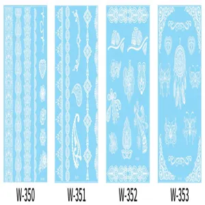 White lace temporary tattoo stickers waterproof 3D Indian henna body art designs.