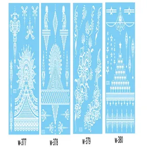 White lace tattoo sticker bridal wedding body art temporary sticker set detail view.