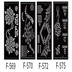 PET hollow tattoo stencils set featuring Middle Eastern Indian henna patterns for body art.