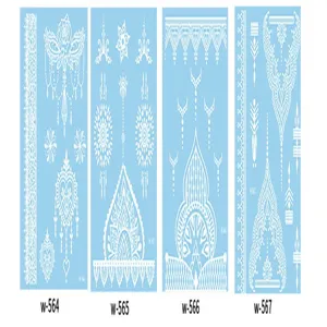 White lace temporary tattoo sticker details, elegant bridal wedding body art sheets.