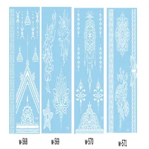 White lace temporary tattoo stickers set, bridal wedding body art designs for women.
