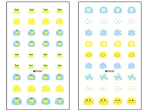 Détails d'autocollants pour ongles mignons avec motifs d'ananas et fleurs pour enfants.
