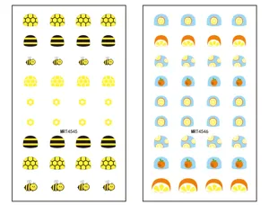 Adorables autocollants d'ongles abeille et citron dessin animé kit de manucure DIY pour enfants.
