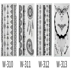 White lace temporary tattoo stickers set, perfect for wedding bride body art and party decor.
