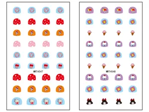 Autocollants d'ongles pour enfants dessin animé DIY jolis motifs floraux de creme glacee.