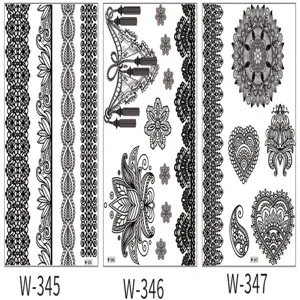 White lace temporary tattoo stickers, bridal wedding floral body art sticker designs.