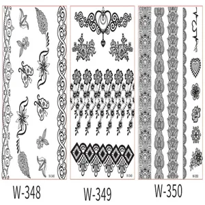 White lace temporary tattoo stickers set, bridal wedding body art designs, easy to apply.
