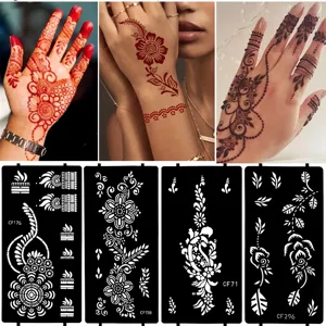 Reusable Hollow Henna Tattoo Stencils Floral Geometric Body Art Painting Template