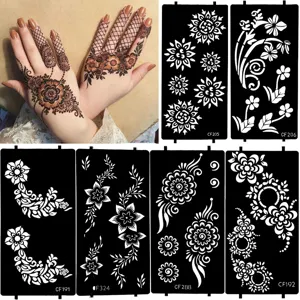 PET hollow tattoo stencils Middle Eastern Indian henna body art painting template kits.