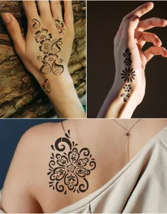 Adesivi per tatuaggio henné temporaneo stencil floreale per decorare corpo mano schiena