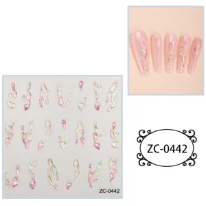 5D soft gel stereo relief nail stickers aurora fluid abstract nail art DIY corss