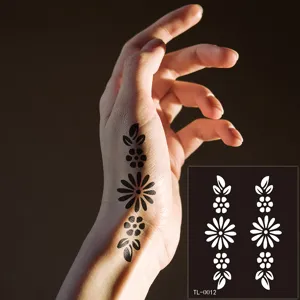 Stencil Tatuaggio Henna PET Mano Fiore Adesivo Arte Corporea Display Principale