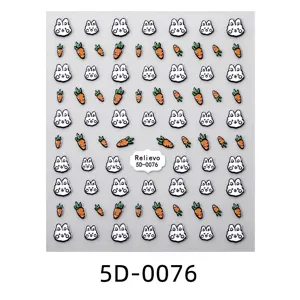 5D embossed cute cartoon rabbit and carrot sticker for phone case DIY decoration craft supply
