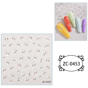 5D soft gel relief nail stickers cute cartoon funny eye design DIY decorative decals