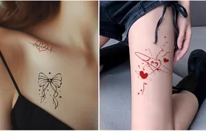 Waterproof temporary tattoo stickers cute bow heart designs body art fashion accessories for kids.