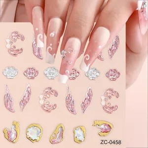 Japanese 5D embossed soft rubber nail art stickers mermaid jellyfish shell butterfly designs