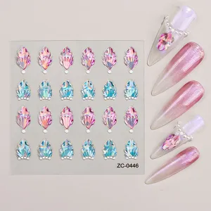 3D shell rhinestone nail art stickers holographic nail gems for DIY manicure decoration