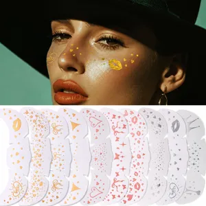 Stickers de taches de rousseur de visage or argent Saint-Valentin maquillage de fête cœur