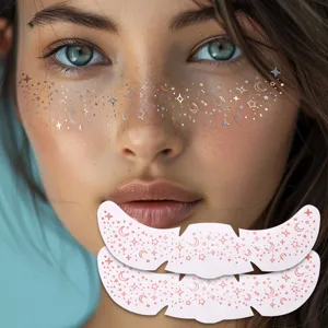 Metallic gold star and moon face temporary tattoos freckle stickers for party makeup.