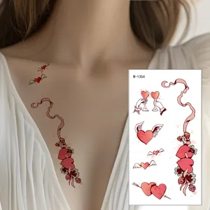 Waterproof temporary tattoo stickers, cute Valentine heart design for body art and party decor.