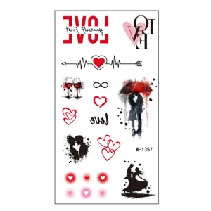 Waterproof temporary tattoo stickers, cute love heart couple design for Valentine's Day party.