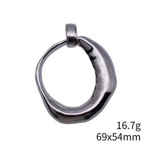 Pendentif rond en métal irrégulier grand format accessoire de bijoux 69x54mm 16.7g