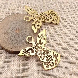 Vintage Zinklegierung Hohl Engel Anhänger Floral Schnitzerei Charms DIY Handgefertigte Schmuckherstellung Zubehör Für Halskette Armband