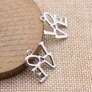 Antique Silver LOVE Alphabet Charms Retro Zinc Alloy LOVE Letter Pendants For DIY Jewelry Making Necklace Bracelet Accessory
