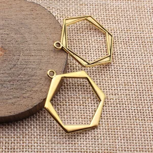Vintage Geometrische Hohl Sechseck Anhänger Charms Für DIY Schmuckherstellung Zinklegierung Galvanisiert Retro Zubehör