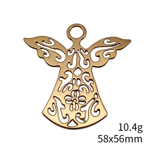 Metall hohl Engel Anhänger bronze DIY Schmuck Zubehör 58x56mm 10.4g Bastel Charme