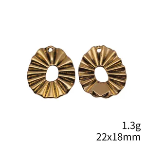 Vintage gold ruffles oval geometric pendant charms diy jewelry making accessories 22x18mm 1.3g