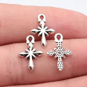Silver cross star metal pendant charms vintage DIY jewelry making accessories small cute