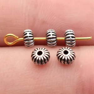 Silver plated radial petal spacer beads jewelry findings DIY craft accessories 5pcs