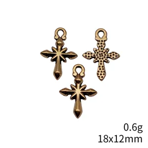 Vintage bronze star cross pendant charms DIY jewelry making accessories 18x12mm 0.6g 3pcs
