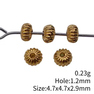 Gold radial petal beads for jewelry making, size 4.7x4.7x2.9mm with 1.2mm hole.
