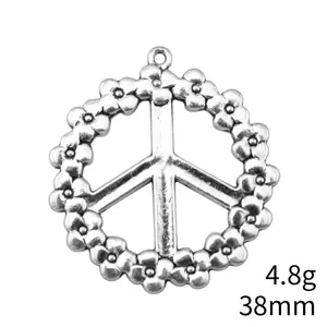 Zilveren bloem vrede symbool legering bedel hanger DIY sieraden accessoires 38mm