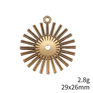 Retro bronze sun geometric pendant DIY jewelry finding, main view product display 29x26mm
