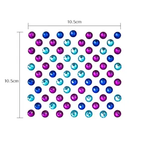 Colorful DIY acrylic rhinestone stickers sheet with 10.5cm size for craft decoration.