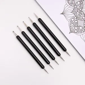 5-piece double-ended dotting pen set for clay sculpting, nail art, and DIY craft projects.