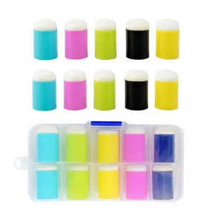 Sponge finger daubers set with transparent storage box for kids DIY painting craft art details.