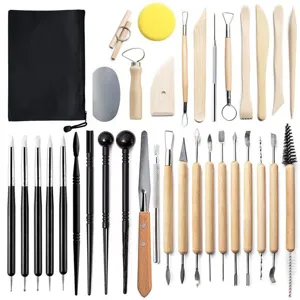 Ensemble d'Outils de Sculpture en Argile de Poterie Couteaux à Sculpter en Bois Stylos en Silicone Kit DIY