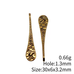 Colgante largo en gota martillado oro antiguo accesorio para joyería DIY 30x6x3.2mm