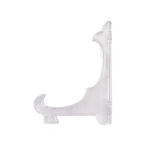 Clear plastic display easel stand, ideal for showing cards, plates, and crafting tools.
