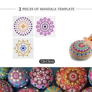 Mandala painting templates 3 pieces set 13x13cm DIY rock painting dotting tools accessories